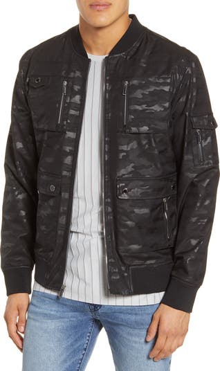KARL LAGERFELD PARIS Camo Jacquard Bomber Jacket | Nordstromrack