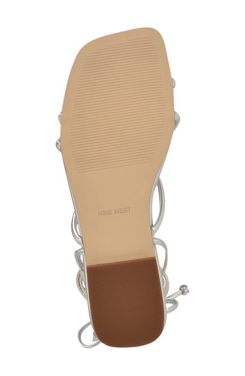 Nine West Mikila Ankle Wrap Sandal In Silver