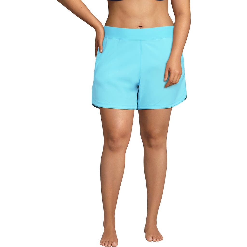 Lands' End Plus Size 5" Board Shorts With Panty In River Mist