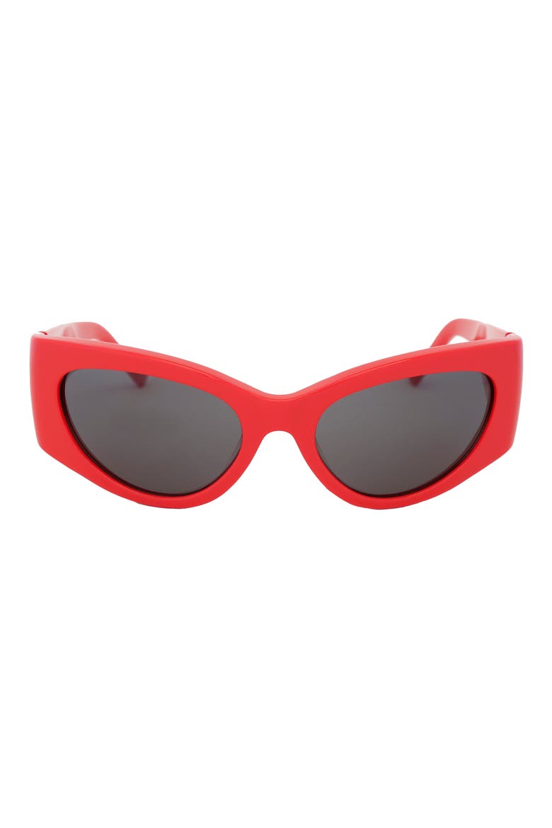 Bank 56mm Wraparound Sunglasses, Main, color, PINK/ GREY