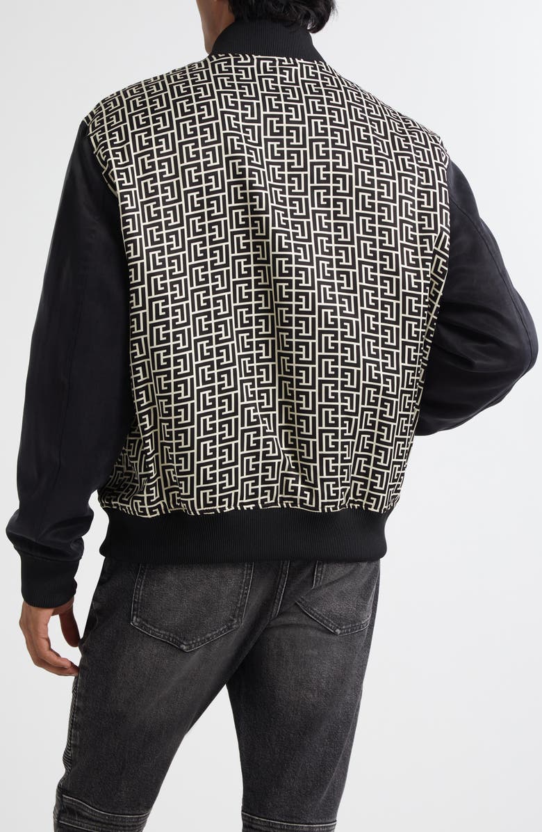 Balmain Monogram Varsity Jacket, Alternate, color,