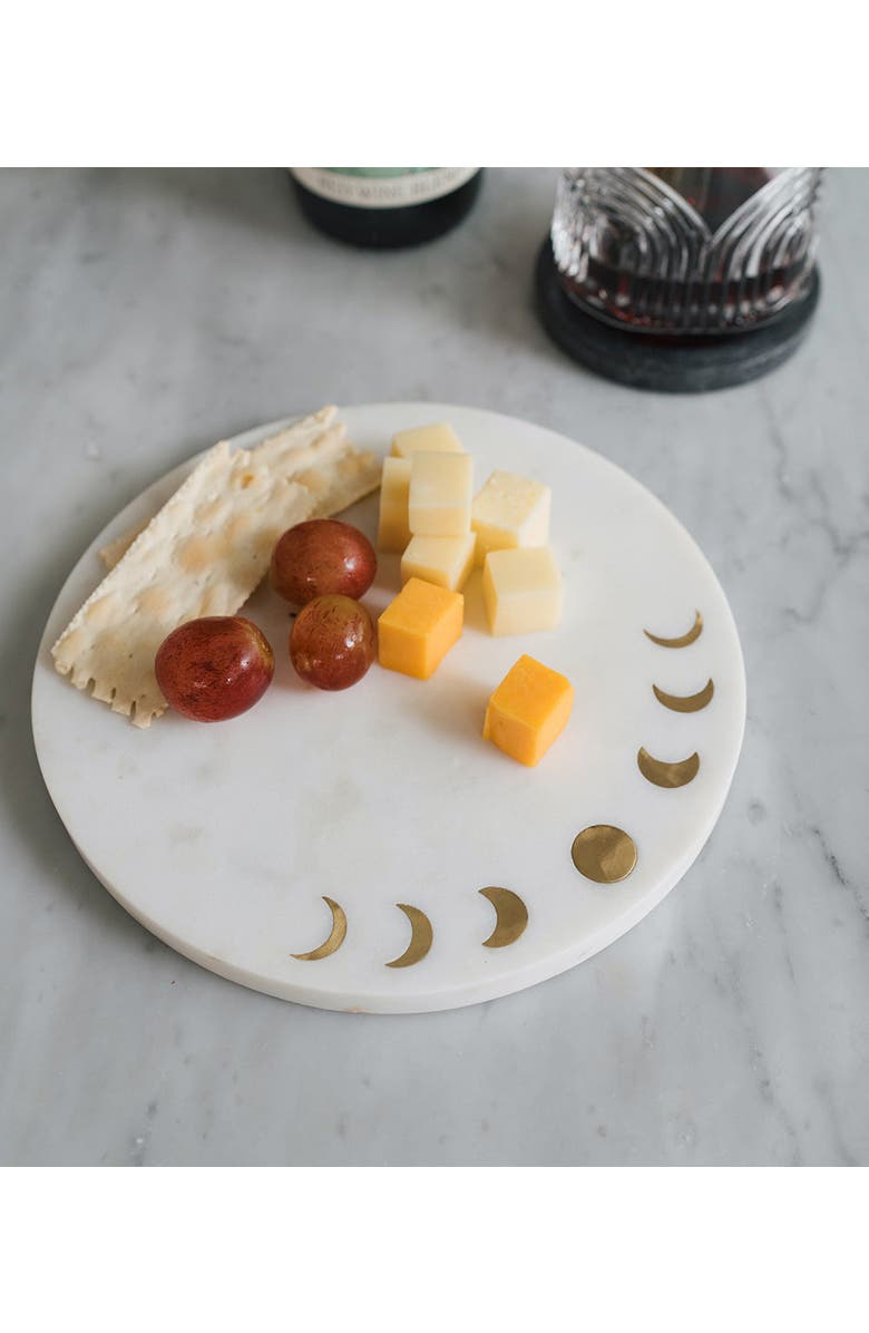 Matr Boomie Indukala Moon Phase Cheese Charcuterie Serving Board - Brass & Marble, Alternate, color, Ivory