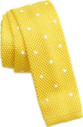 CLIFTON WILSON Yellow Polka Dot Knit Silk Tie