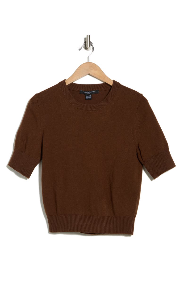 French Connection Margo Short Sleeve Sweater, Main, color, Chocolate Brown