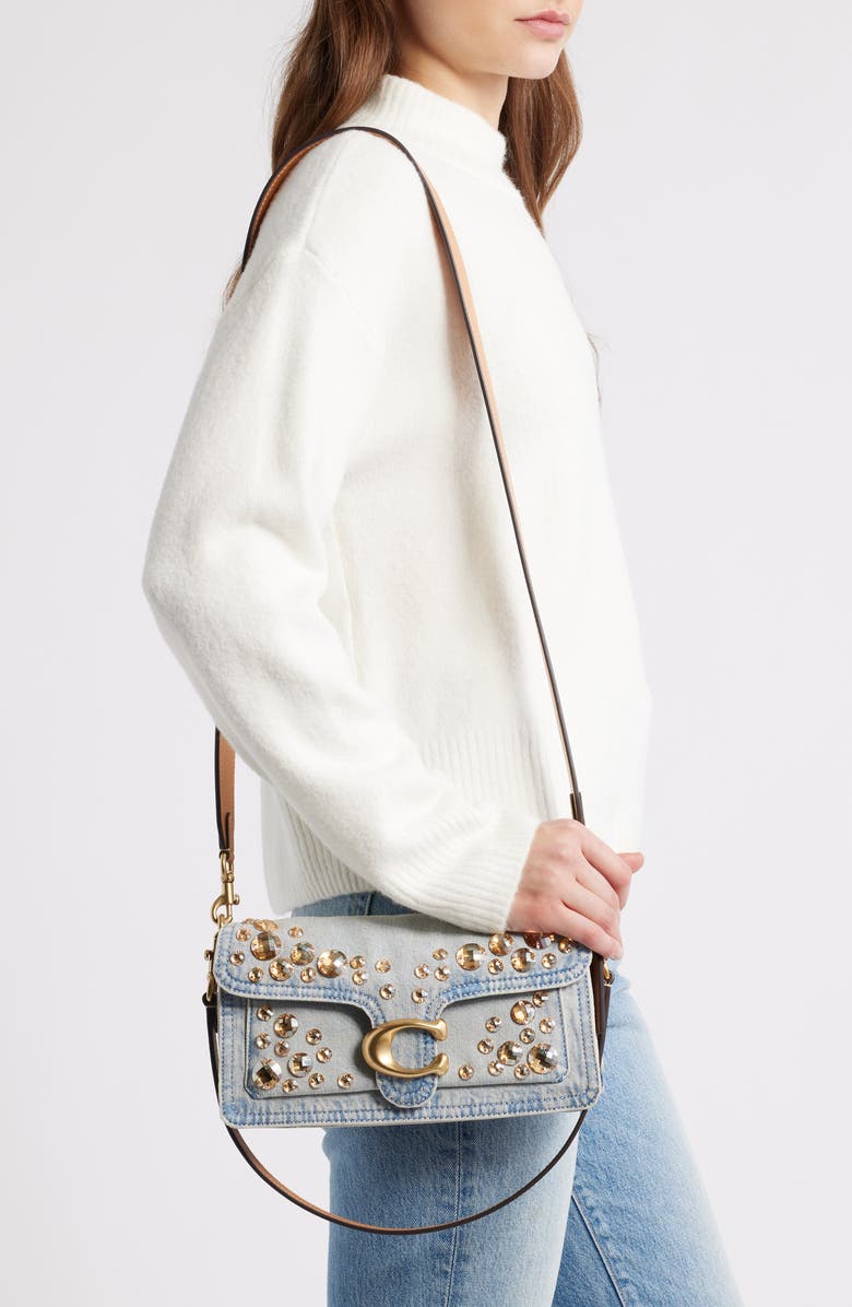 COACH Tabby Crystal Denim Crossbody Bag, Alternate, color,