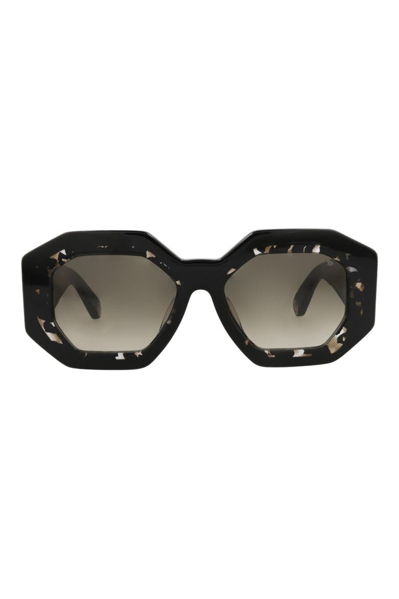 55mm Geometric Sunglasses, Main, color, BLACK BLACK GREEN