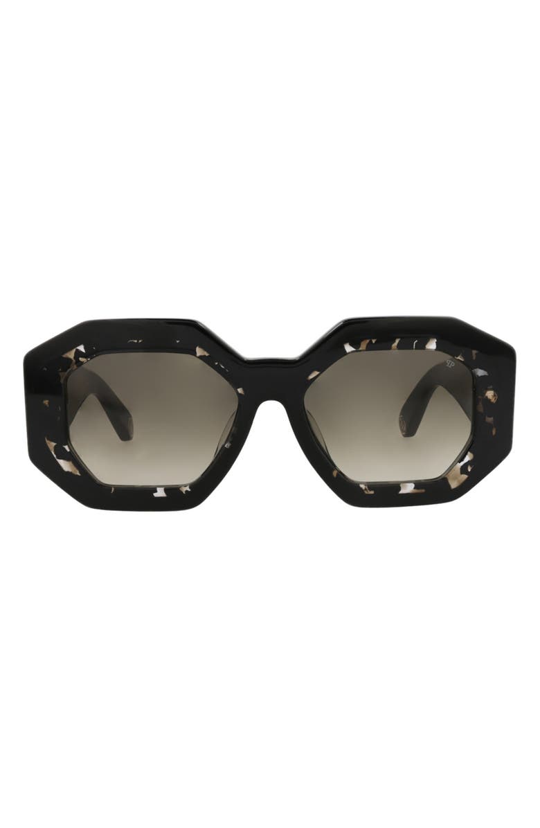 PHILIPP PLEIN 55mm Geometric Sunglasses, Main, color, Black Black Green