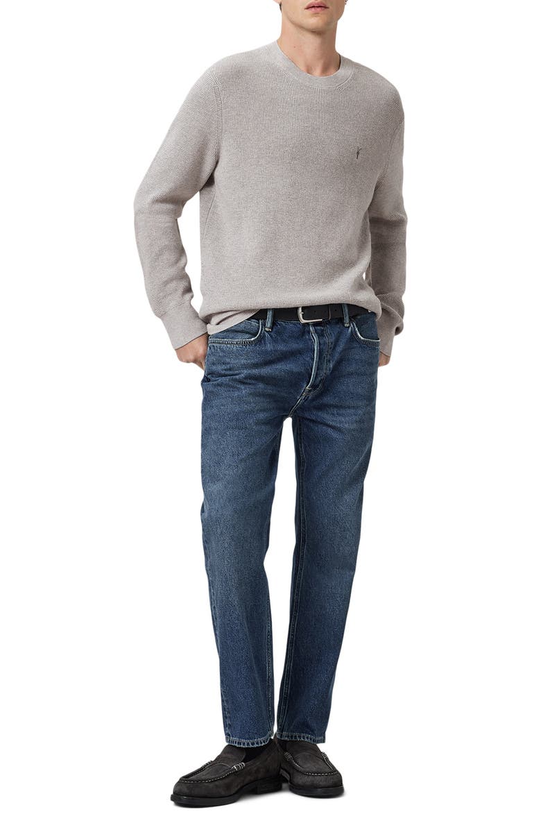 AllSaints Oversize Cotton & Wool Waffle Crewneck Sweater, Alternate, color, Moon Grey