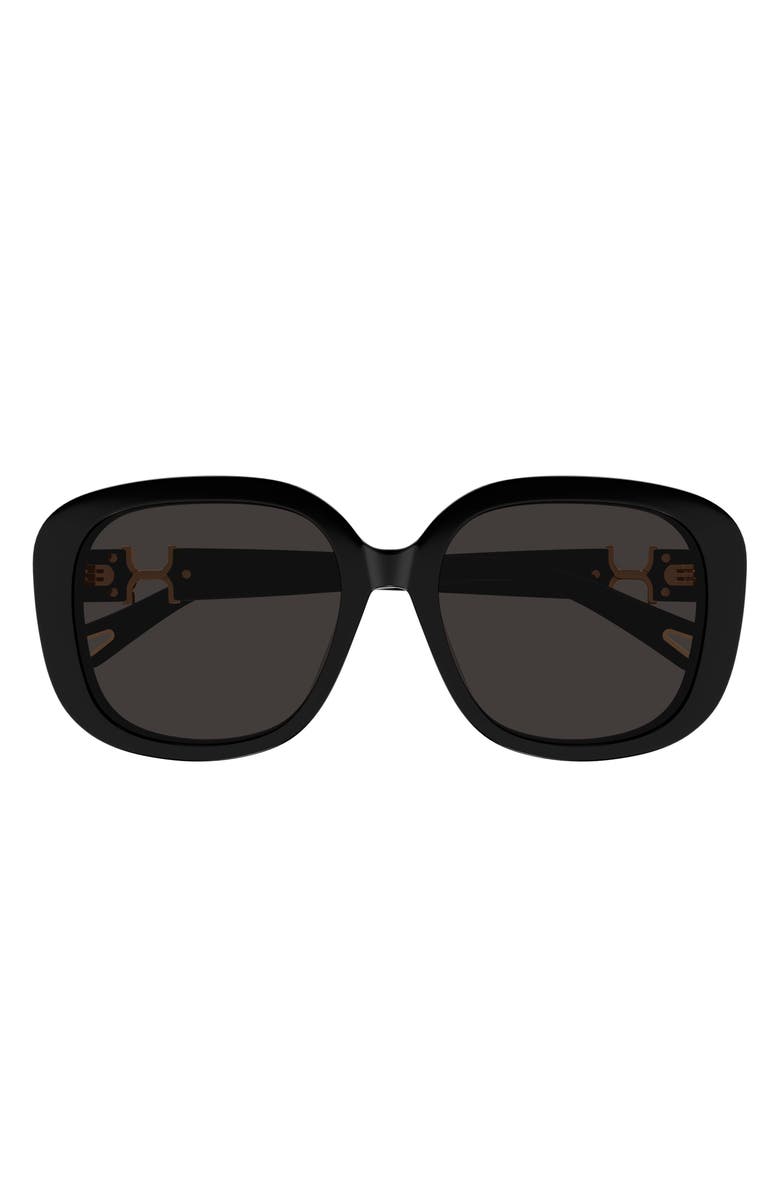 Chloé 56mm Rectangular Sunglasses, Main, color, Black