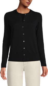 Lands' End Fine Gauge Cotton Cardigan Sweater