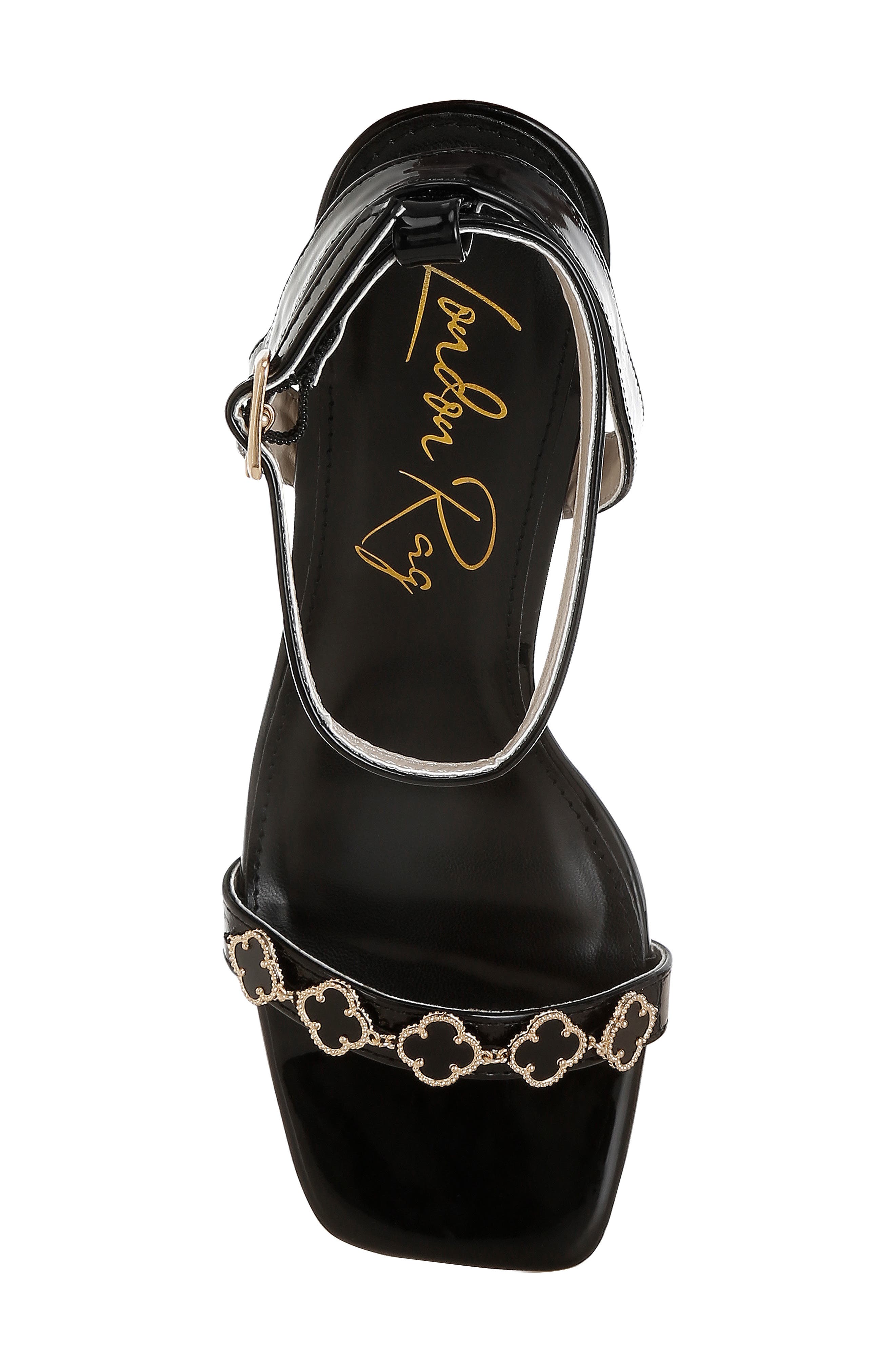 LONDON RAG Ebina Charm Clear Heel Ankle Wrap Sandal, Alternate, color, Black