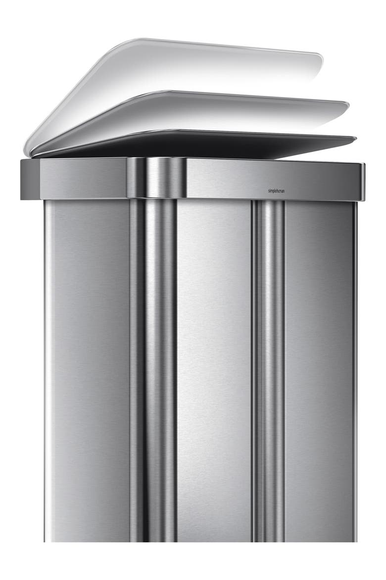 58L recycler rectangular step can, Alternate, color, BRUSHED STAINLESS STEEL