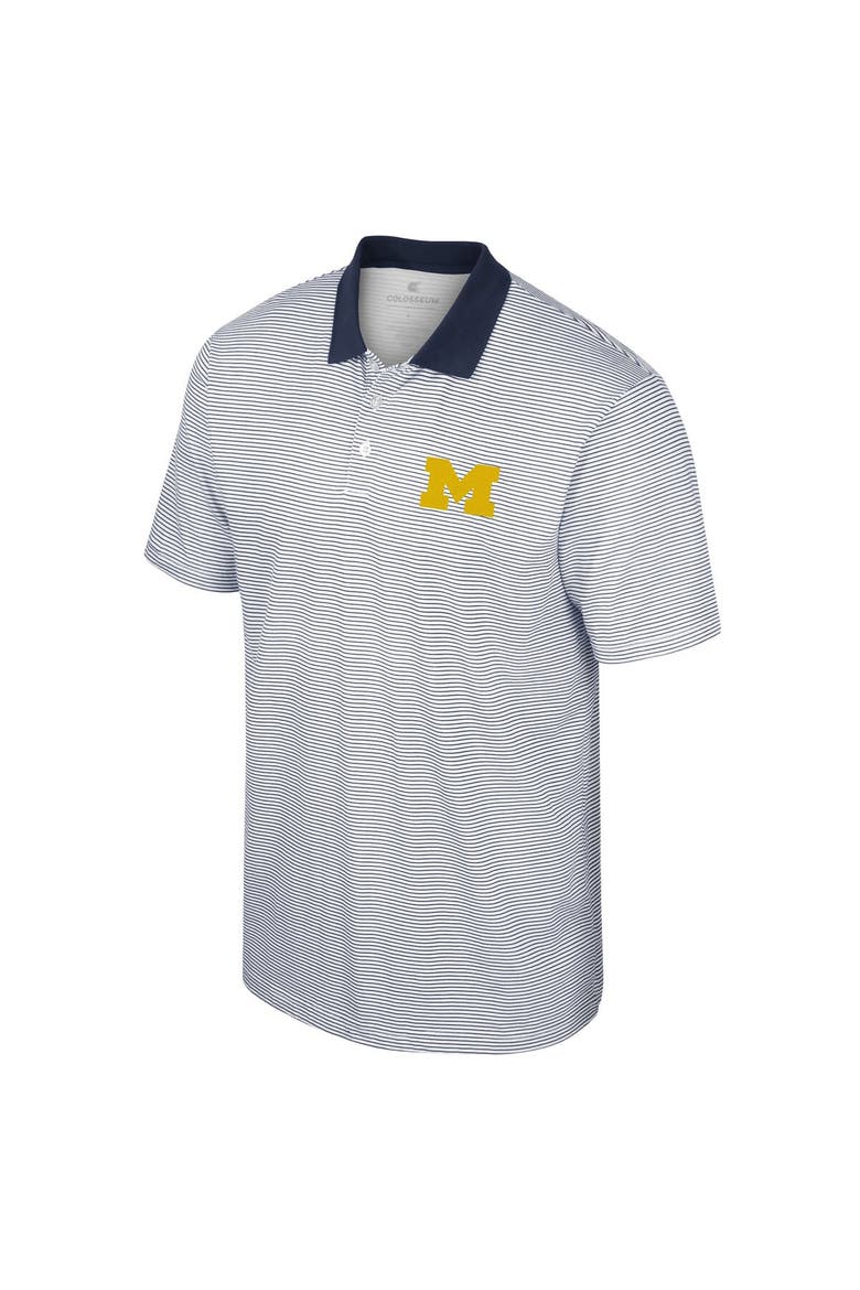 Men's Colosseum White/Black Michigan Wolverines Print Stripe Polo, Alternate, color, White