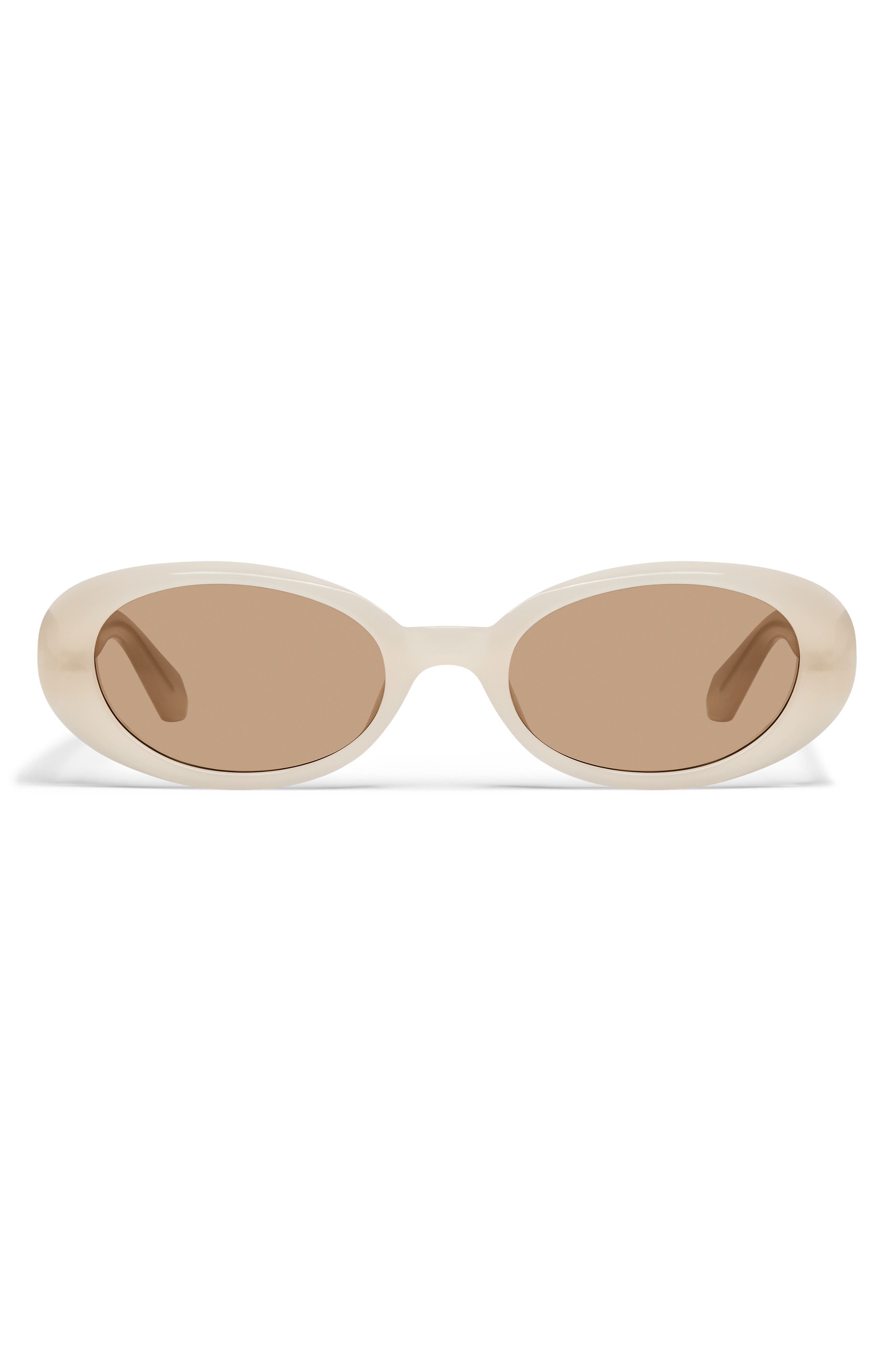 Quay Felt Cute 52mm Gradient Small Oval Sunglasses In White