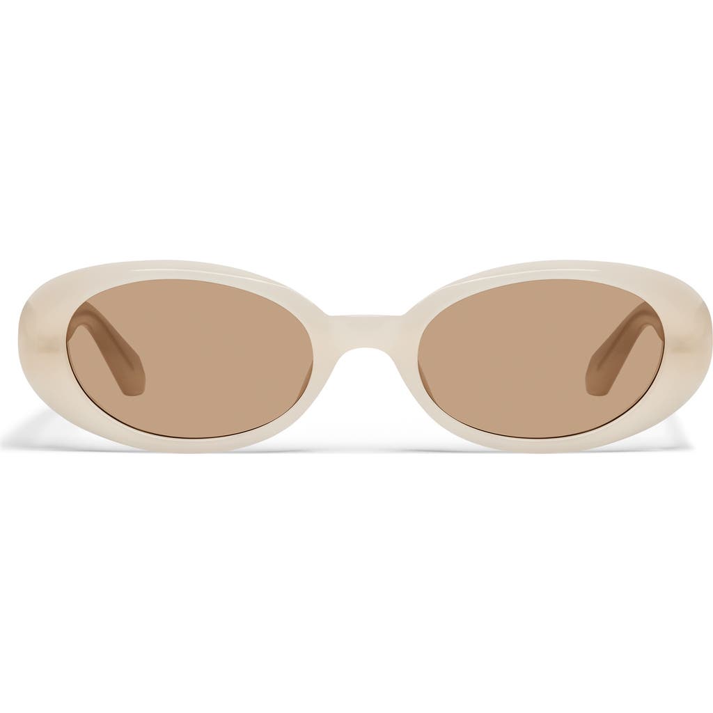 Quay Felt Cute 52mm Gradient Small Oval Sunglasses In White