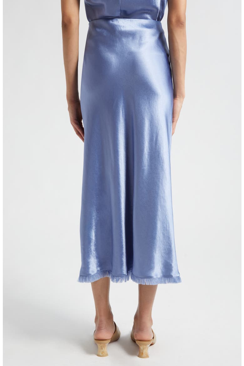 Frayed Trim Satin Midi Skirt, Alternate, color, 434AGM-AZURE GEM