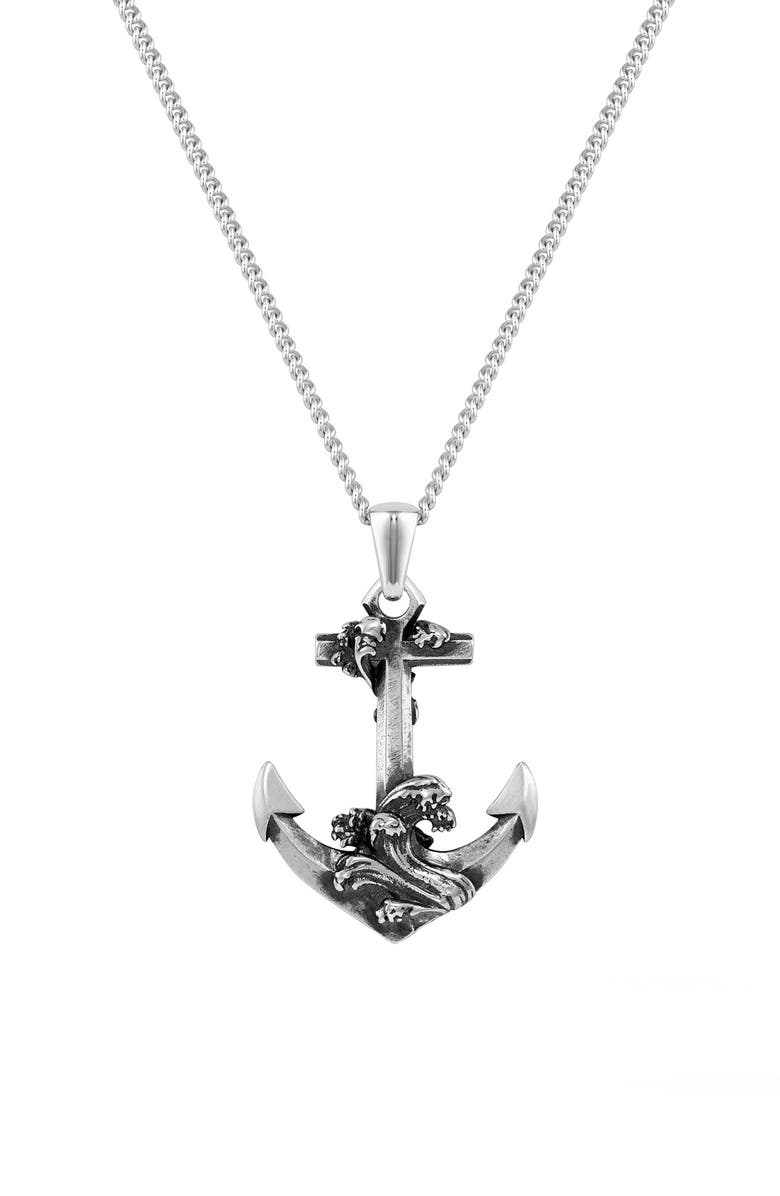 Vincero Men's Anchor Pendant Necklace, Main, color, Silver