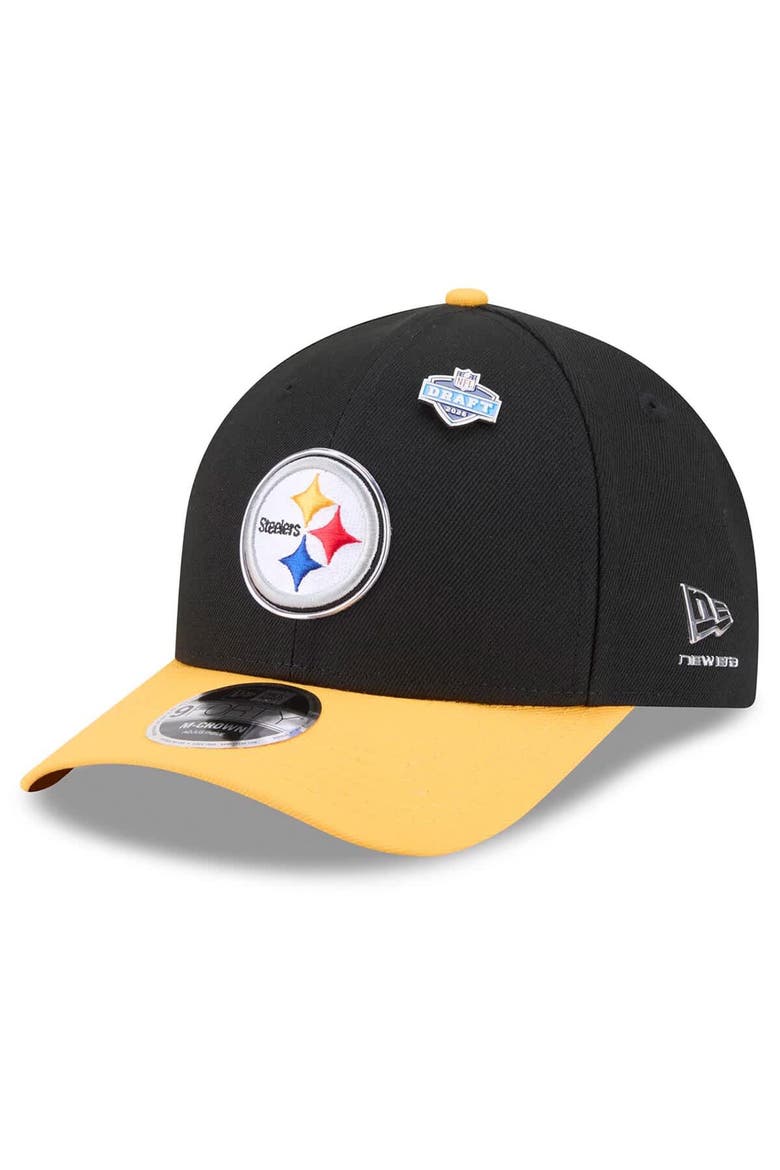 Men's New Era  Black/Gold Pittsburgh Steelers 2026 NFL Draft 9FORTY M-Crown Adjustable Hat, Main, color, Black