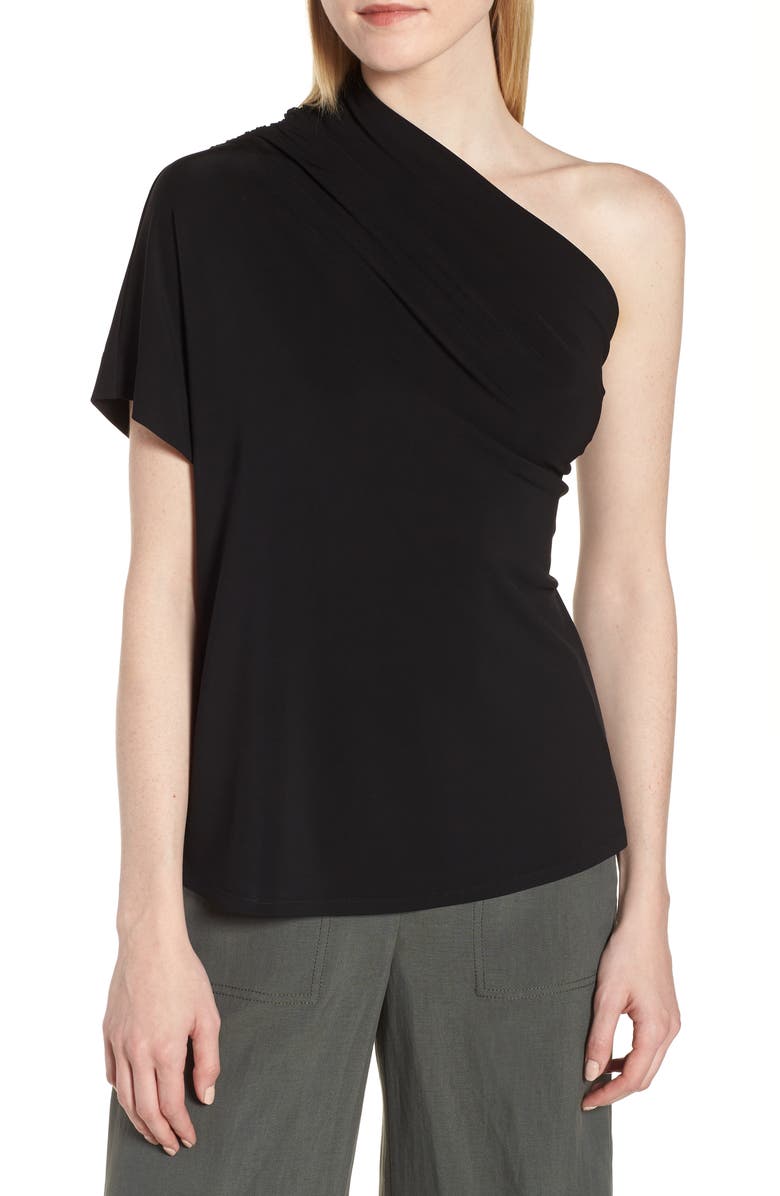 Lewit One-Shoulder Stretch Jersey Top, Main, color, 