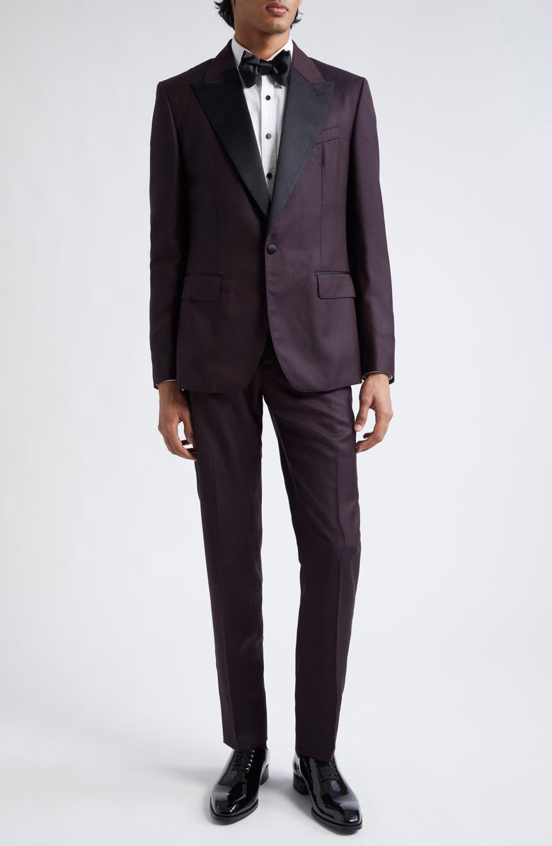 Dolce&Gabbana Maroon Wool Blend Tuxedo, Main, color, Fantasia