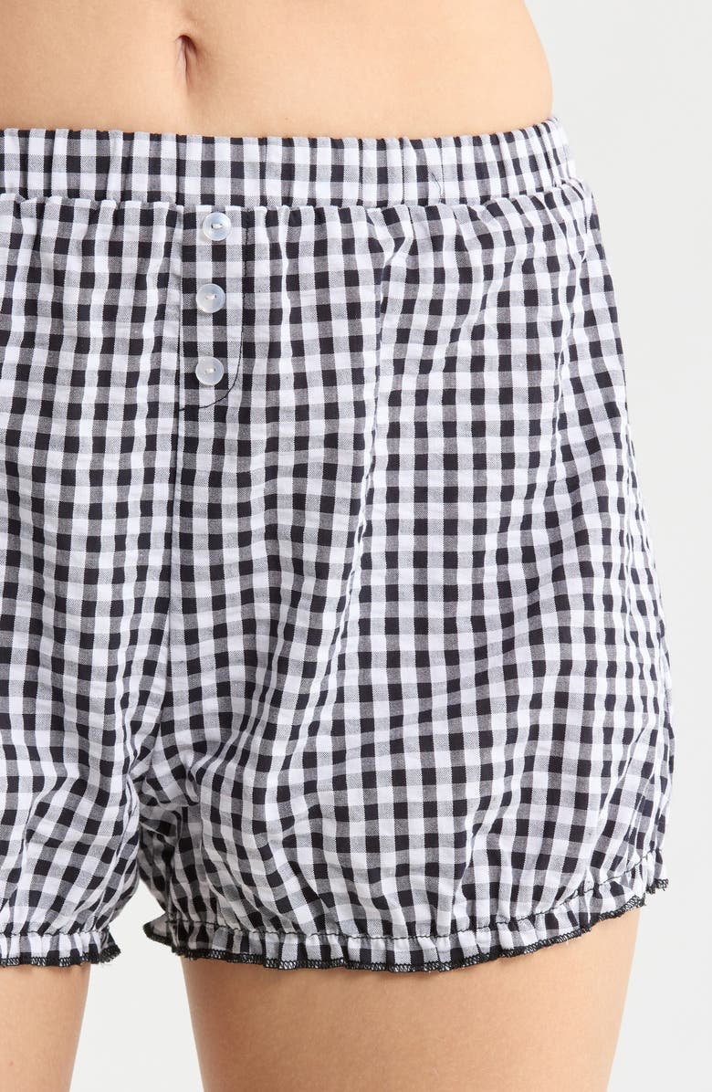 French Connection Gingham Seersucker Cami & Bloomer Short Pajamas, Alternate, color, Utility Blue Combo