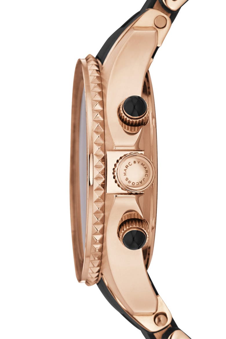 'Rock' Chronograph Silicone Bracelet Watch, Alternate, color, ROSE GOLD/ BLACK