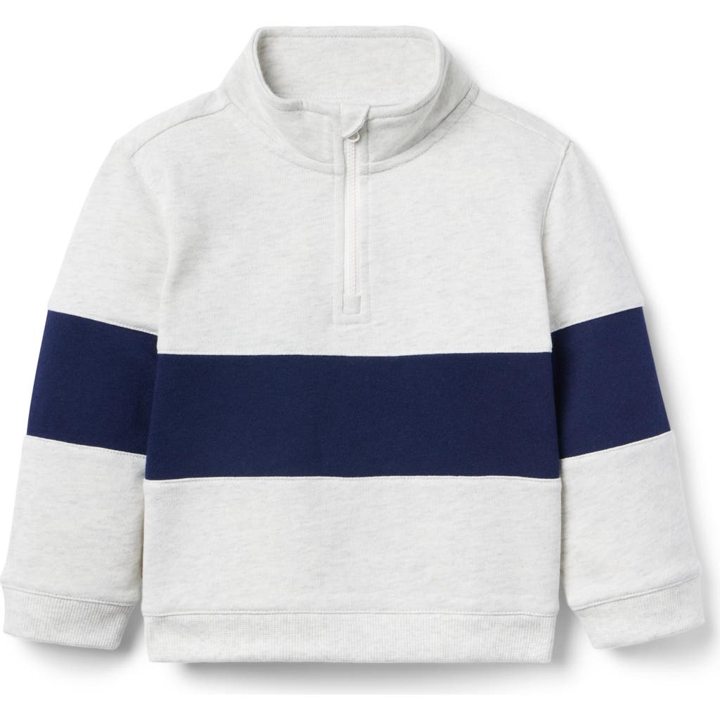 Janie And Jack Stripe Half-zip Sweatshirt In Gray