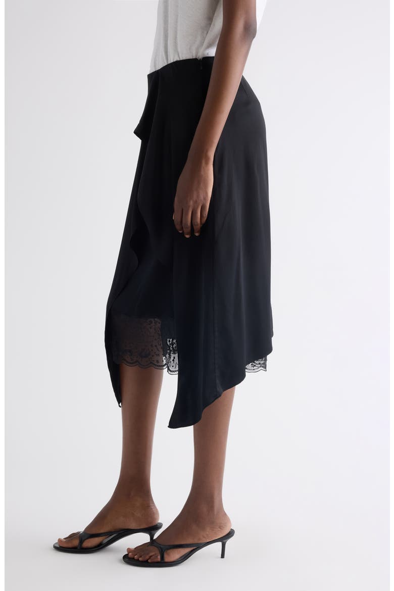 Inouka Layered Satin & Lace Skirt, Alternate, color, BLACK