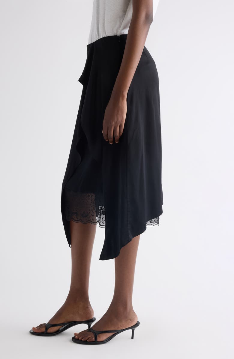 Acne Studios Inouka Layered Satin & Lace Skirt, Alternate, color, Black