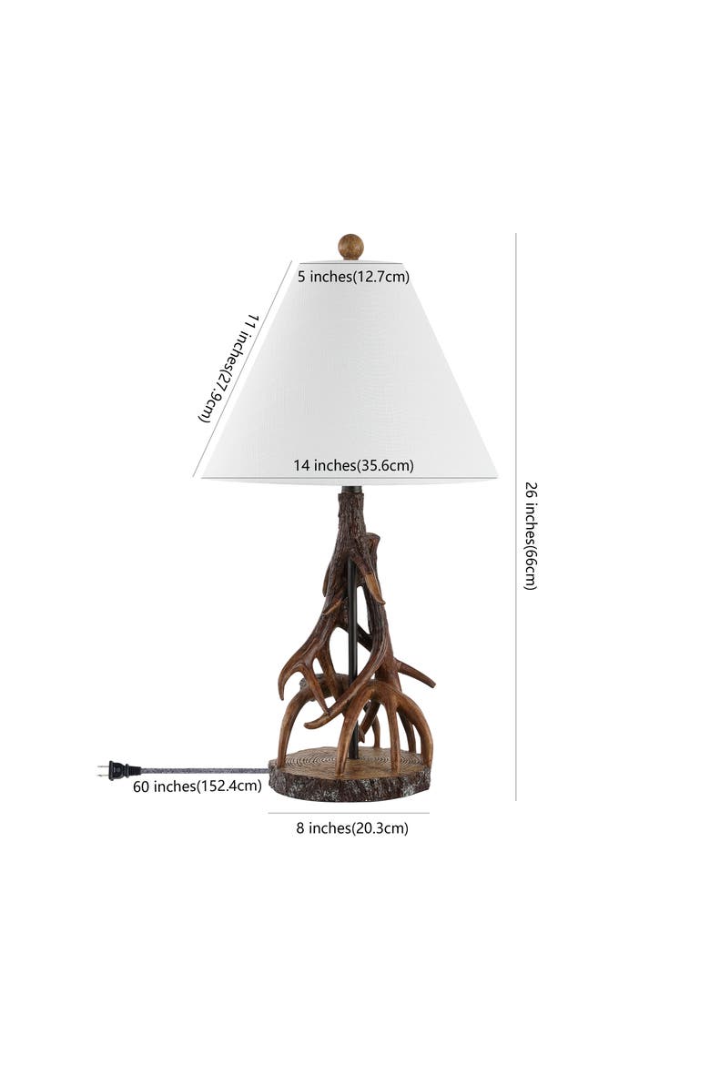 Cabell 26" Farmhouse Rustic Iron LED Table Lamp, Brown/White, Alternate, color, Brown