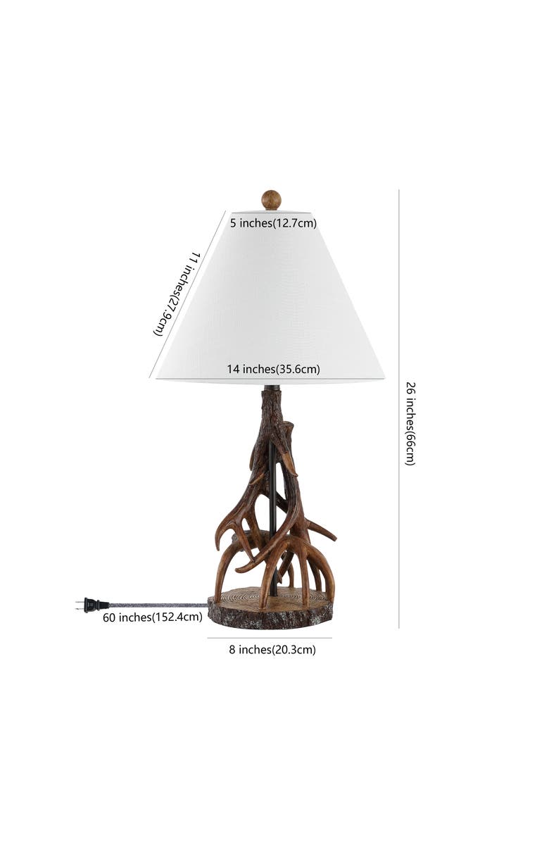 JONATHAN Y Cabell 26" Farmhouse Rustic Iron LED Table Lamp, Brown/White, Alternate, color, Brown