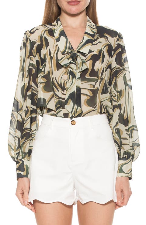 Serena Long Sleeve Tie Neck Blouse