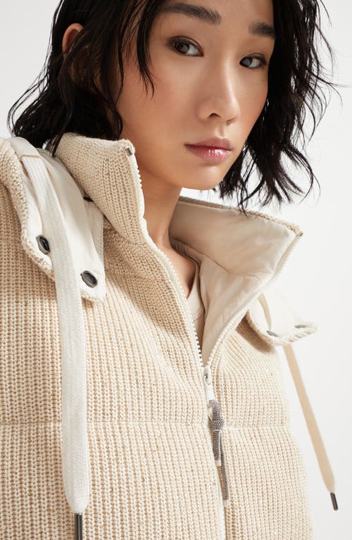 Brunello Cucinelli Knit Down Vest In Butter