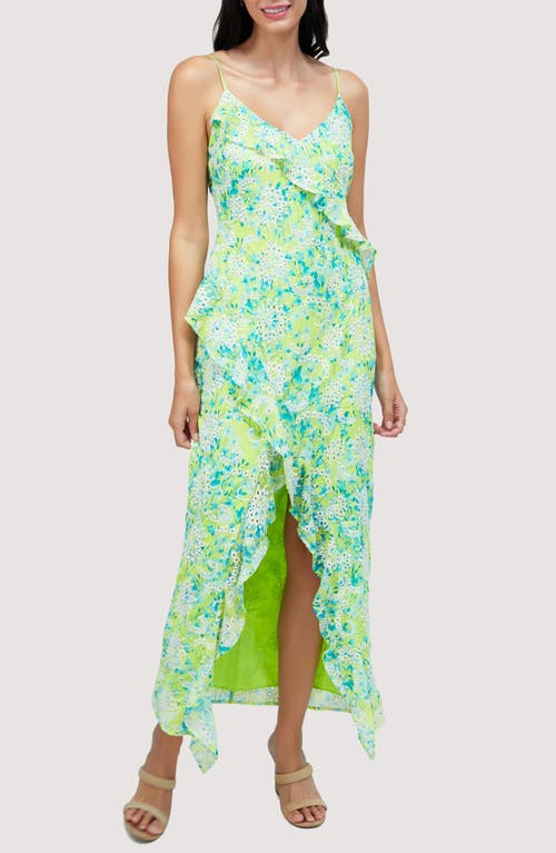 Lost + Wander Sunbloom Eyelet Embroidered Floral Maxi Dress in Yellow-Multi 