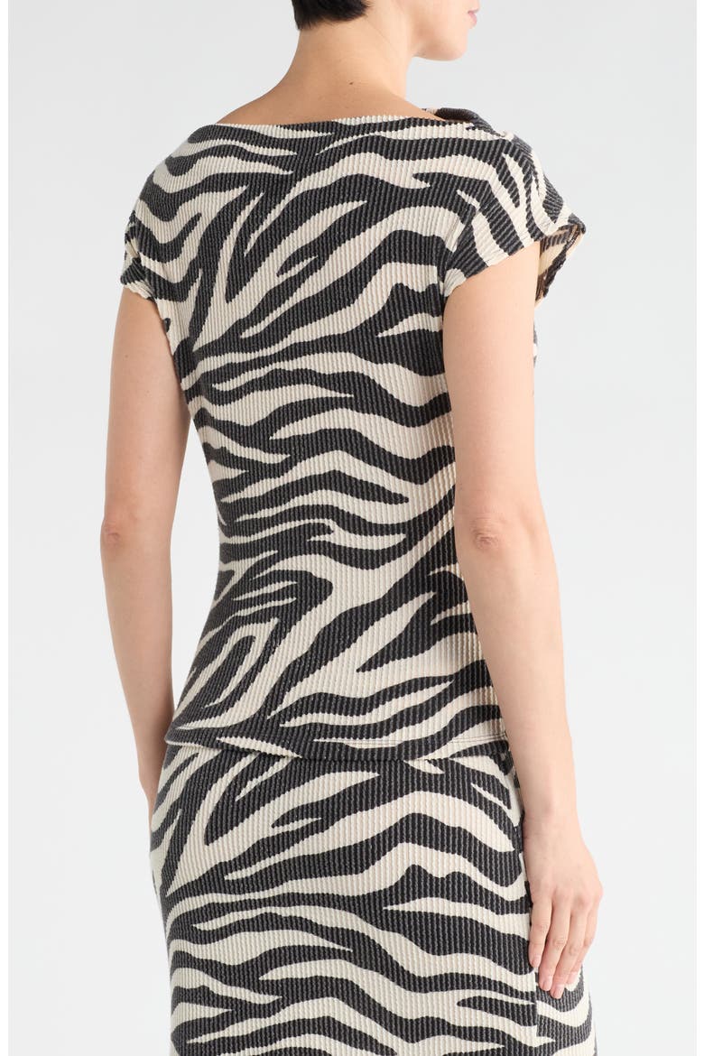 Zebra Stripe Cap Sleeve Ribbed Top, Alternate, color, BLACK MULTI
