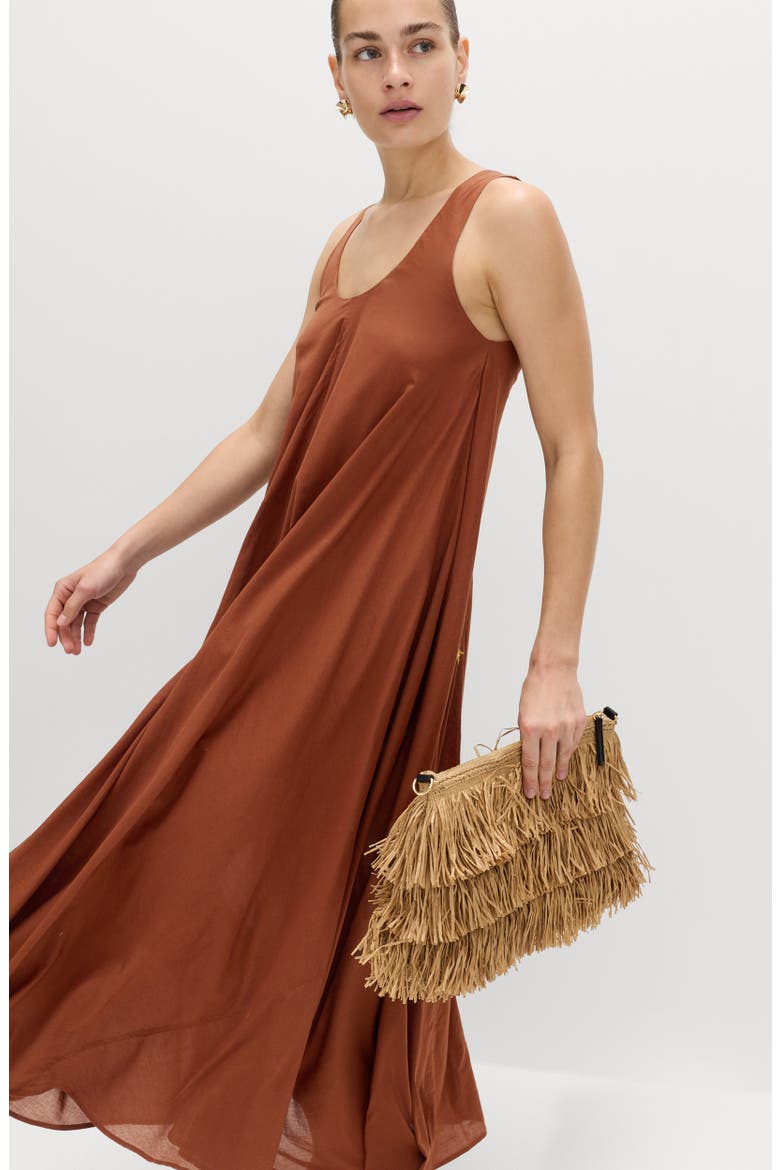 Volume Sleeveless Maxi Dress, Alternate, color, CHESTNUT BROWN