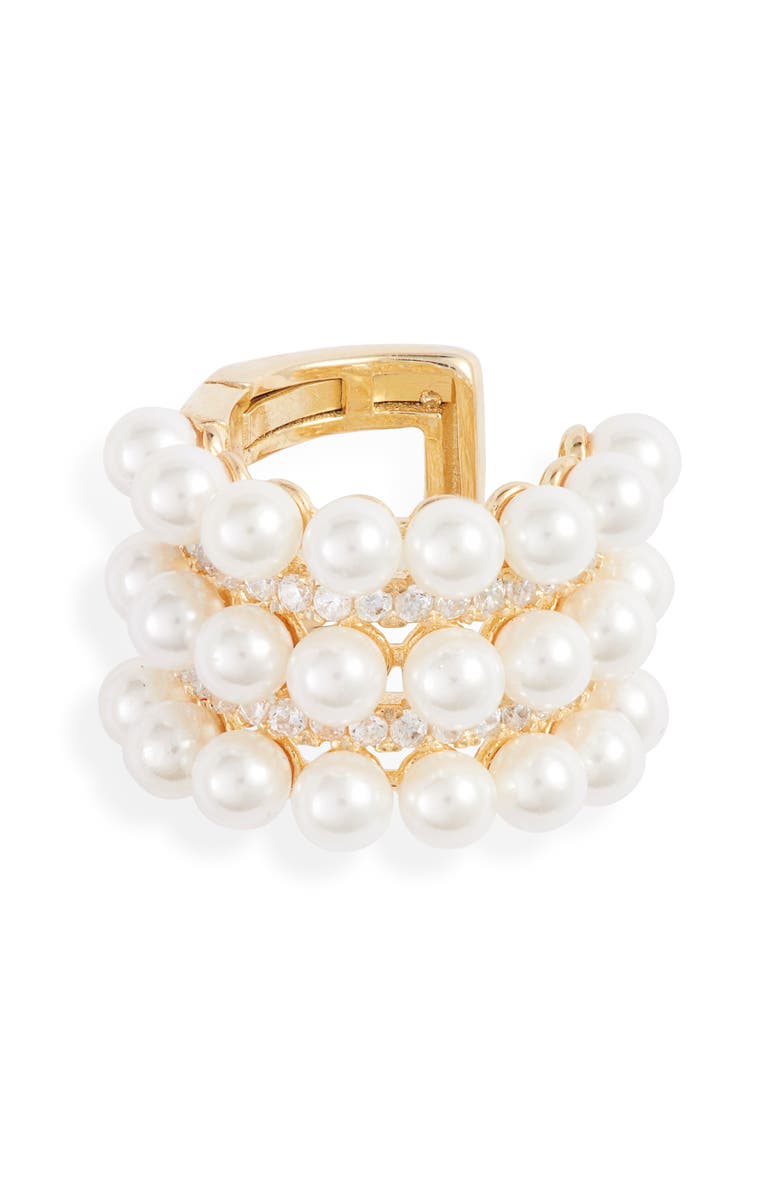 BY ADINA EDEN Adina's Jewels Imitation Pearl & Cubic Zirconia Ear Cuff, Main, color, 