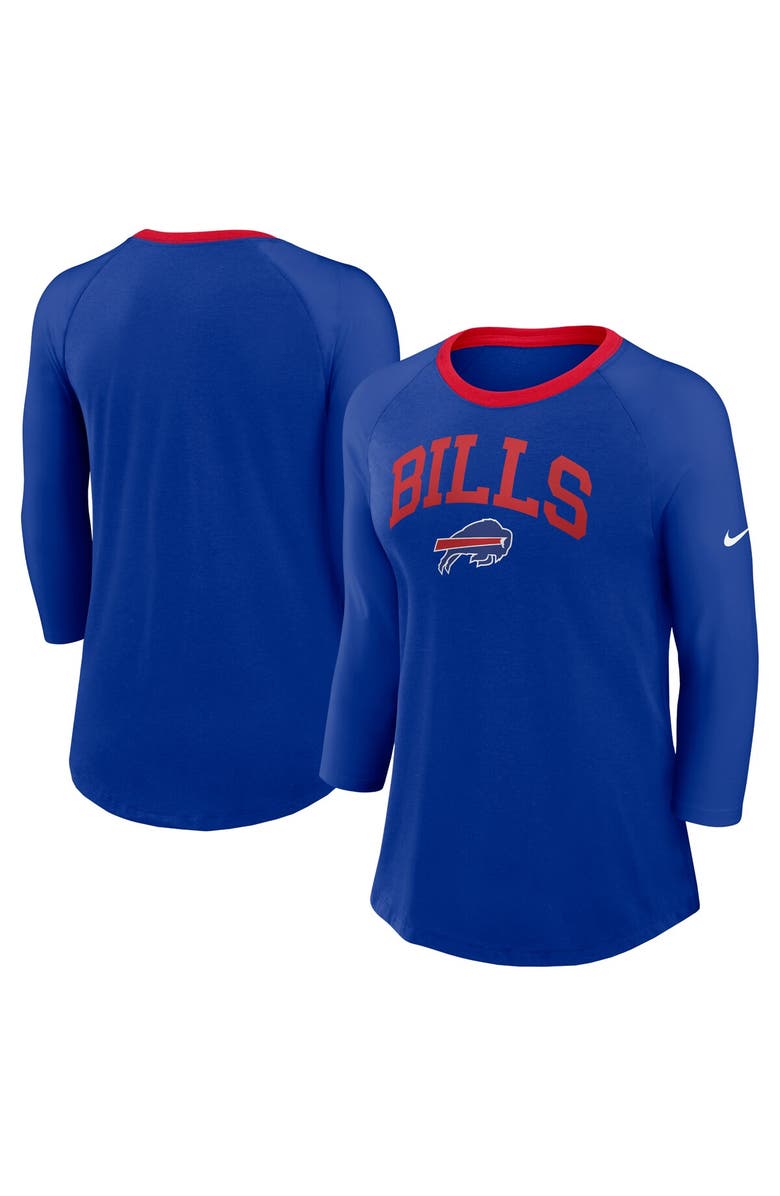 Nike Women's Nike Royal Buffalo Bills Raglan 3/4 Sleeve T-Shirt, Alternate, color, Royal