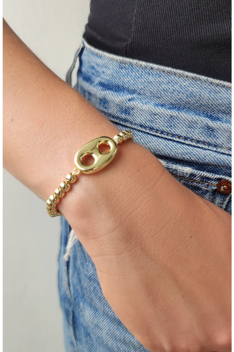 Set of 2 Crystal Mariner Bracelets, Alternate, color, GOLD