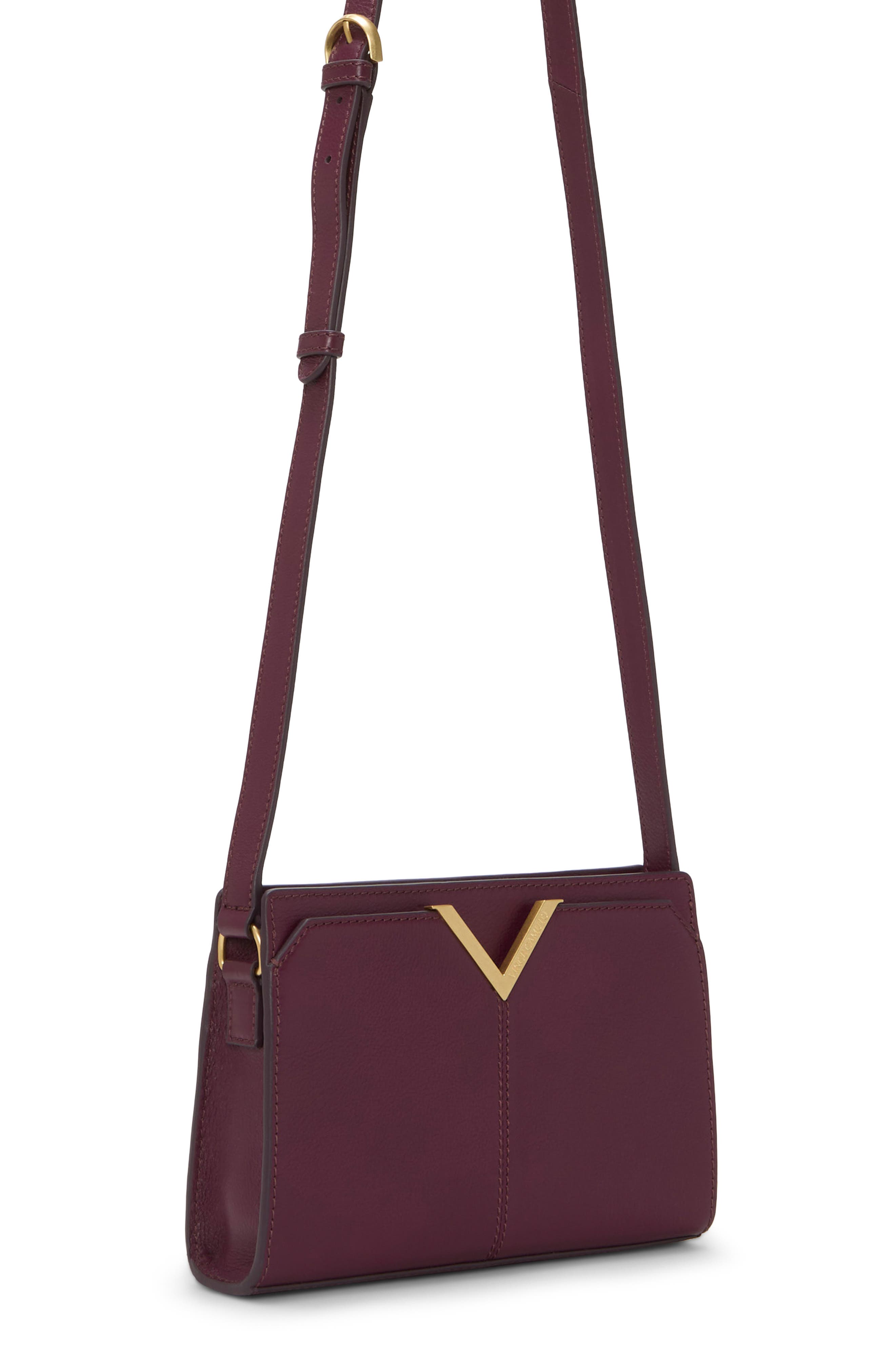 Tasha Leather Crossbody Bag, Alternate, color, DARK PINK