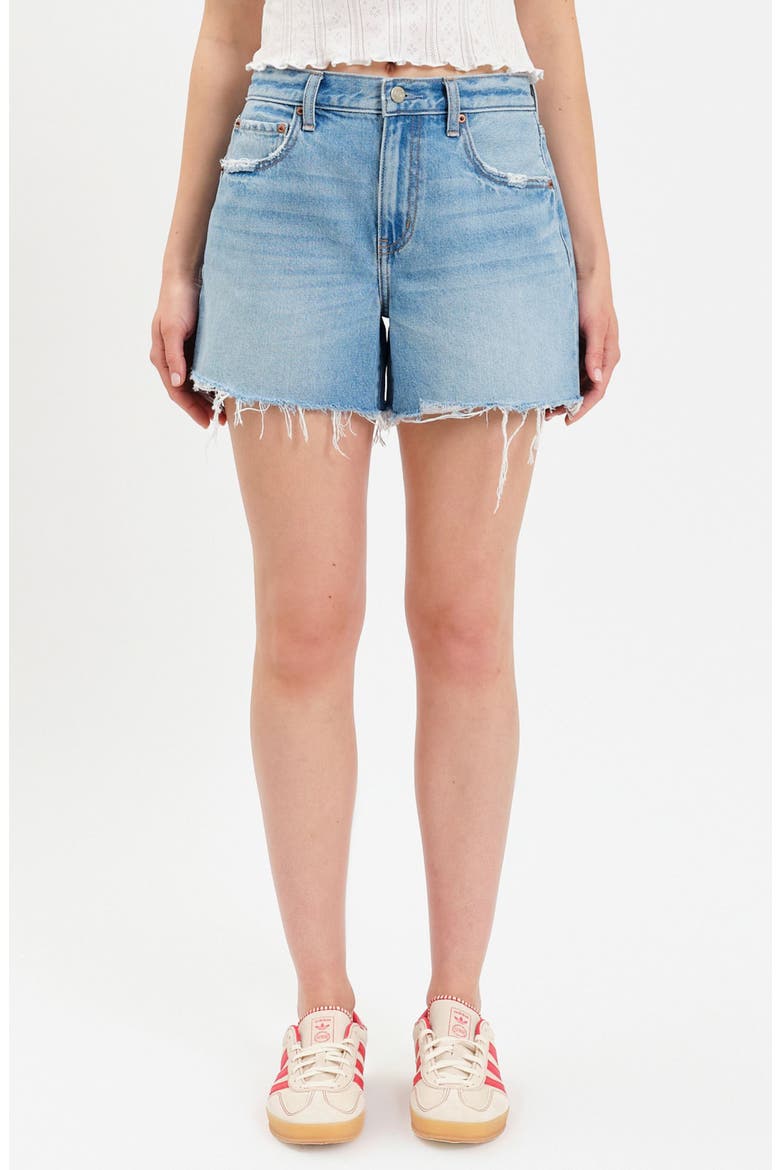 Crossroads Cutoff Denim Shorts, Main, color, PULSE