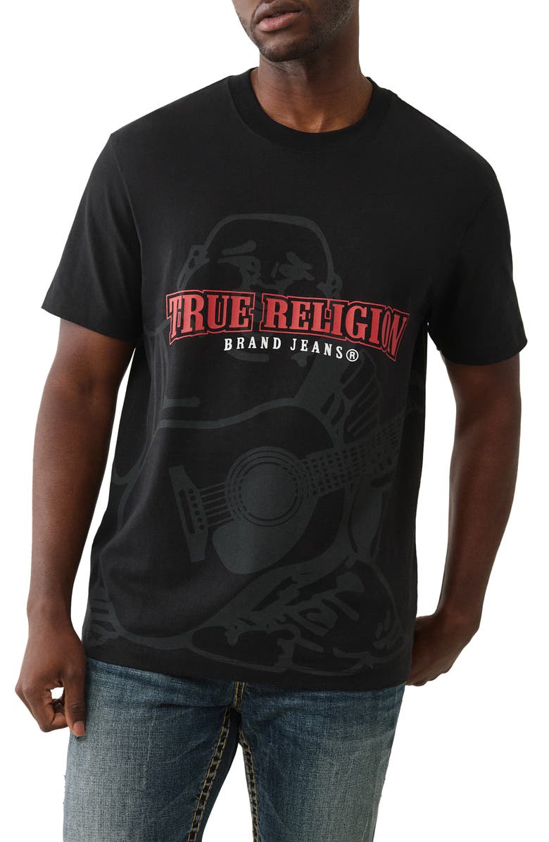 True Religion Shadow Logo Cotton Graphic T-Shirt, Main, color, Jet Black