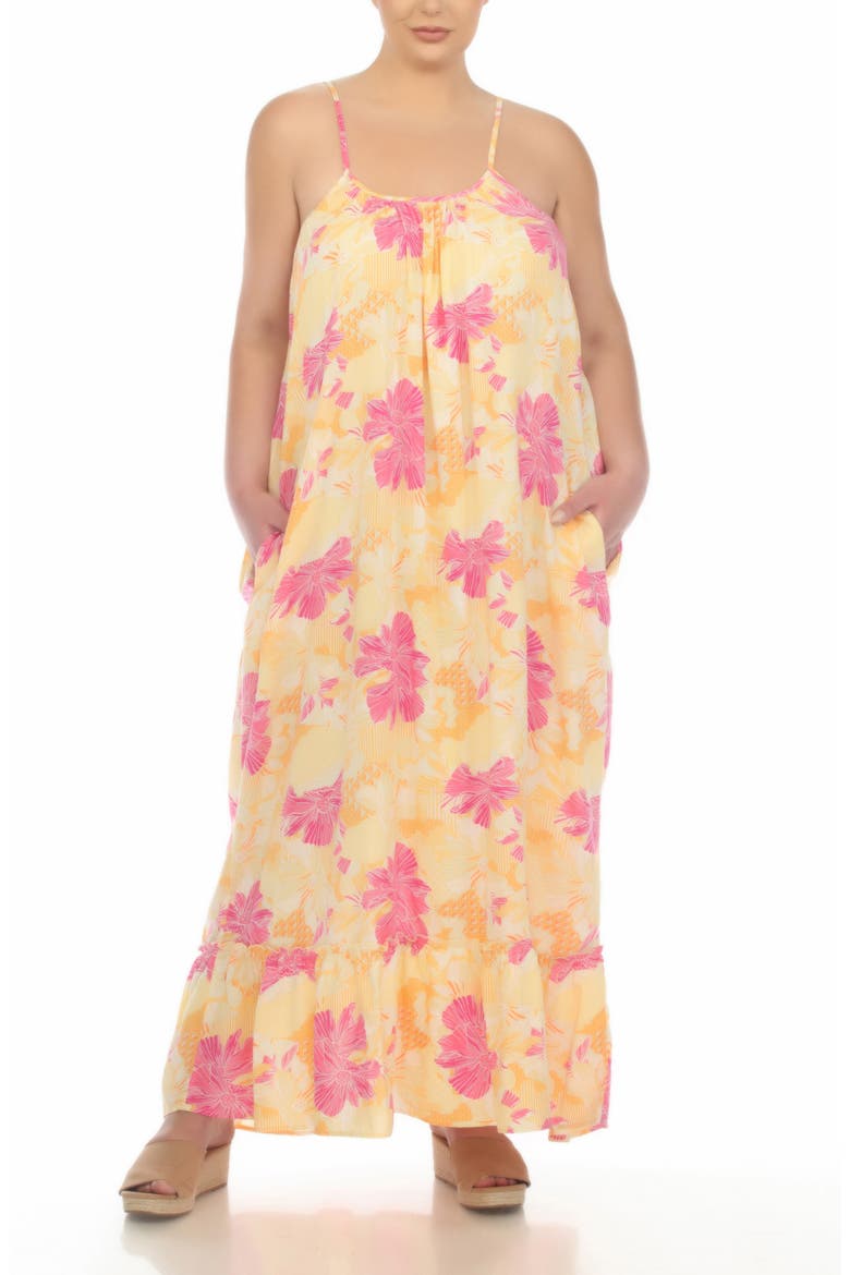 Scoop Neck Spaghetti Strap Floral Print Maxi Dress, Alternate, color, PATCH MANGO