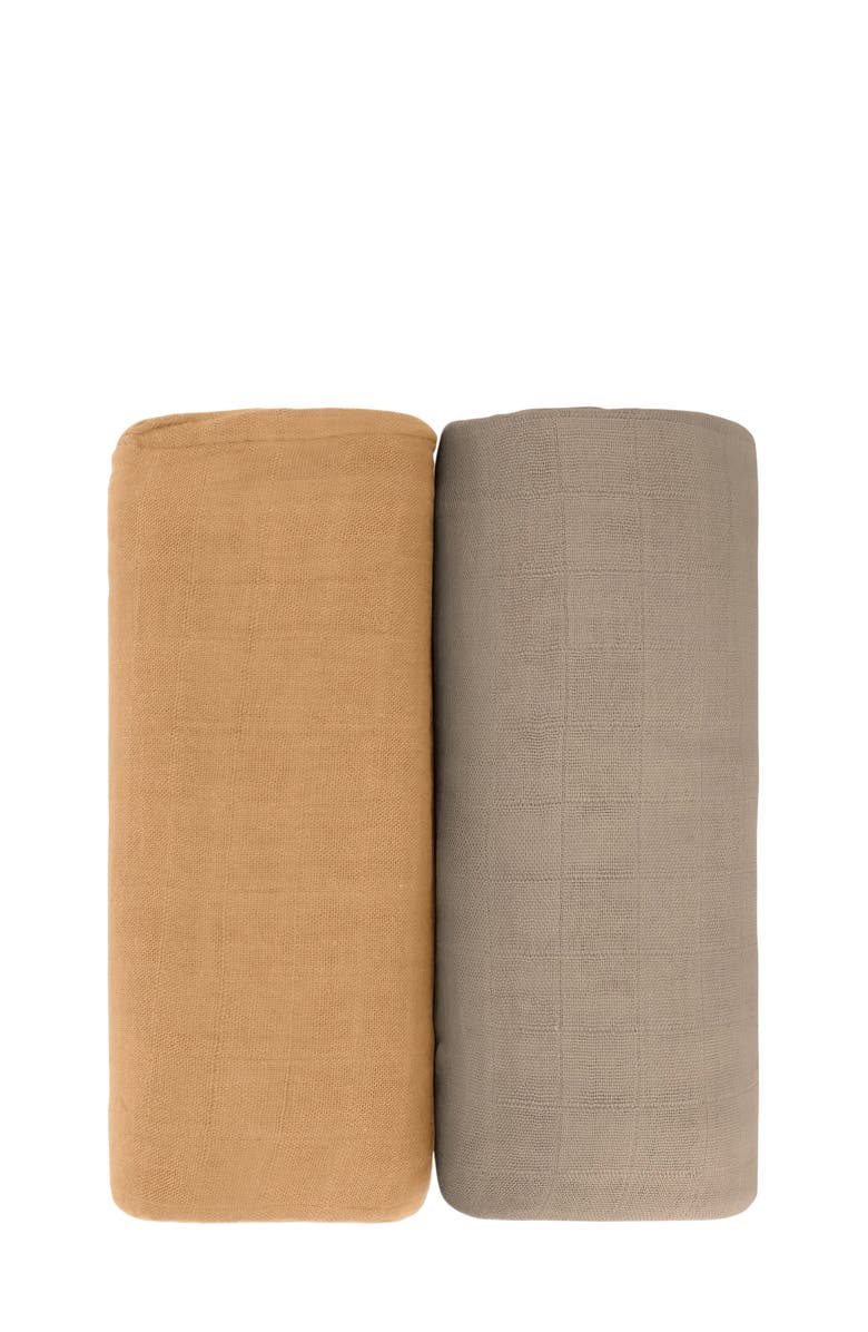 Comfy Cubs Muslin Swaddle Blanket, 2 Pack, Main, color, Cedar & Caramel