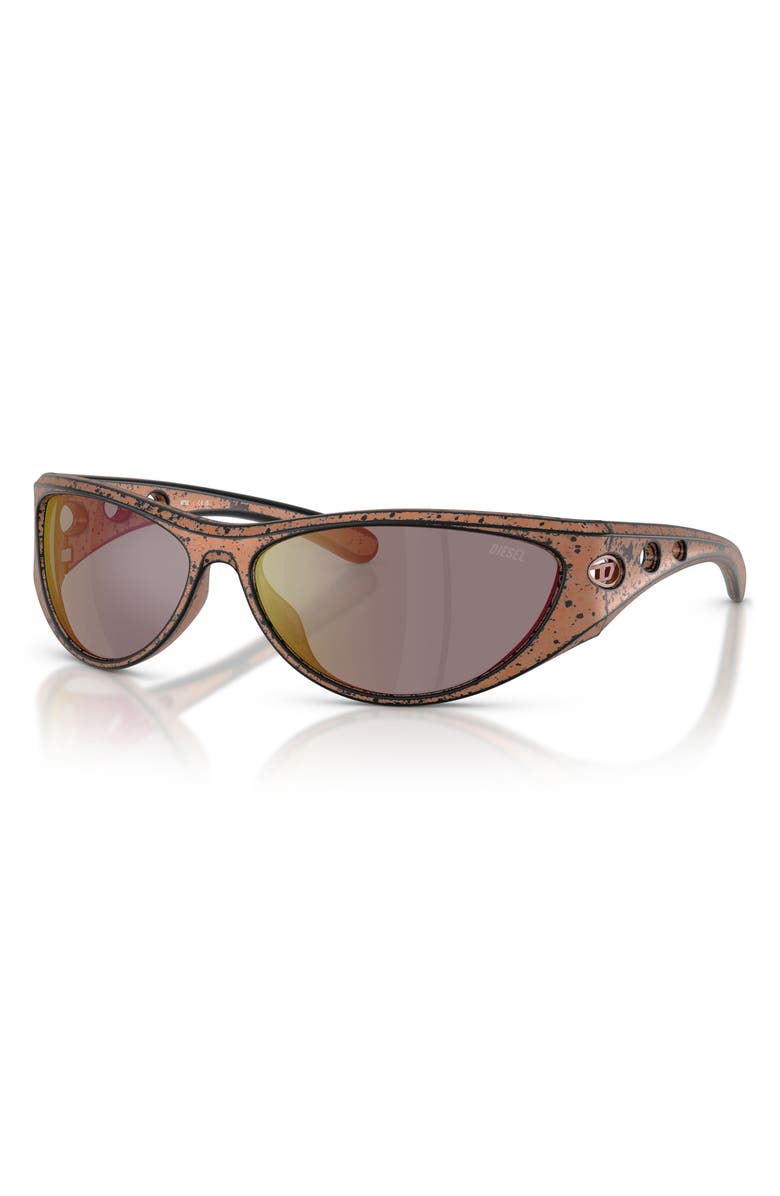 DIESEL<sup>®</sup> 63mm Oversize Cat Eye Sunglasses, Alternate, color, Bronze Barreling Black