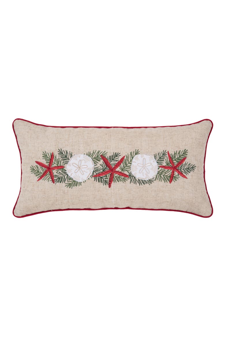 Starfish Garland Pillow, Main, color, Beige