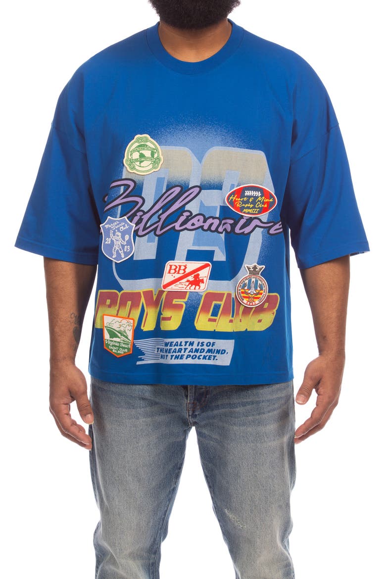 Clubs Patch Appliqué Cotton Graphic T-Shirt, Main, color, LAPIS BLUE