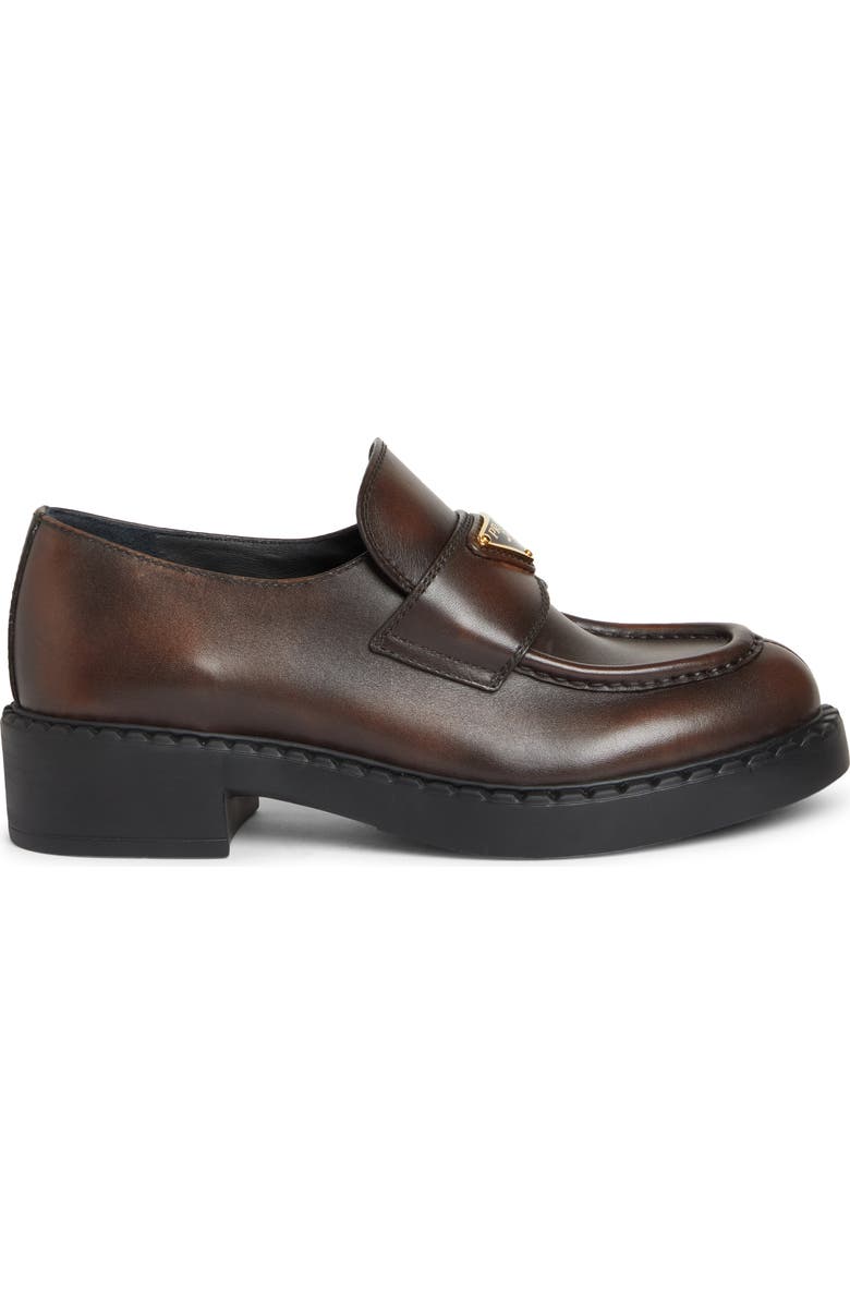 Prada Chocolate Logo Loafer, Alternate, color, Moro