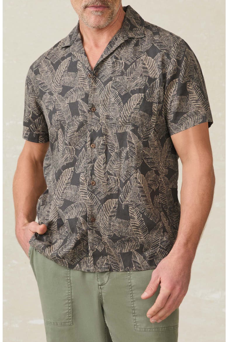 Breeze Linen Blend Camp Shirt, Main, color, GRAPHITE RAINFOREST