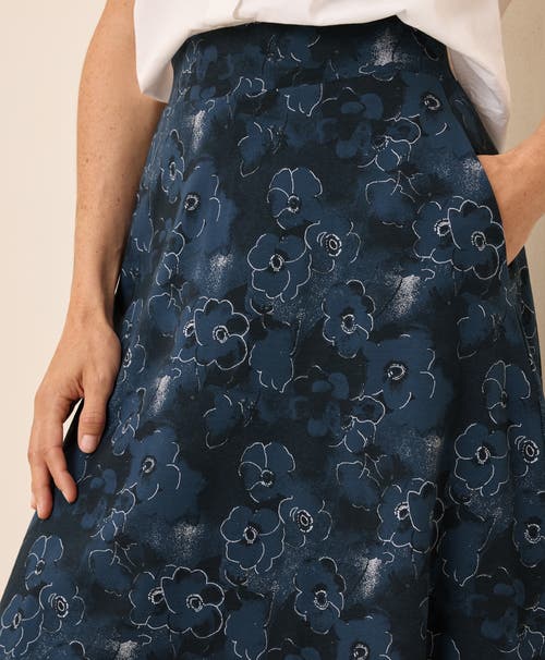 Pact Fit & Flare Midi Skirt In Blue